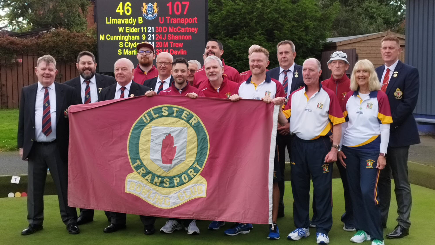 IBA Intermediate Cup Final 2023   The Champions with the Ulster Transport BC flag